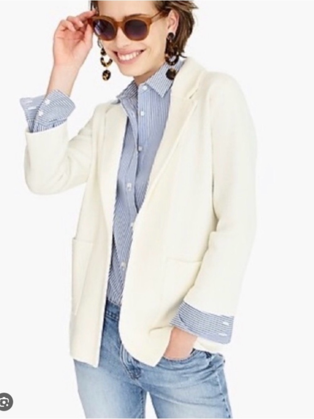 J.Crew Sophie Open Front Blazer Ivory Cream Size M